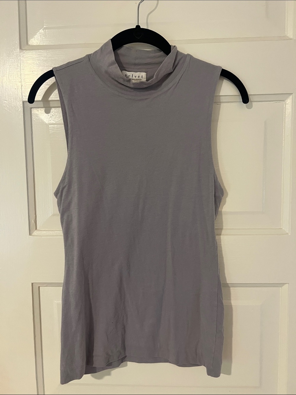 Velvet by Graham & Spencer Sleeveless Mock Neck Tank in Lavender Gray